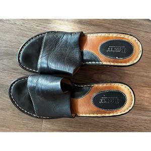 BORN Black Leather Wedge - Size 10